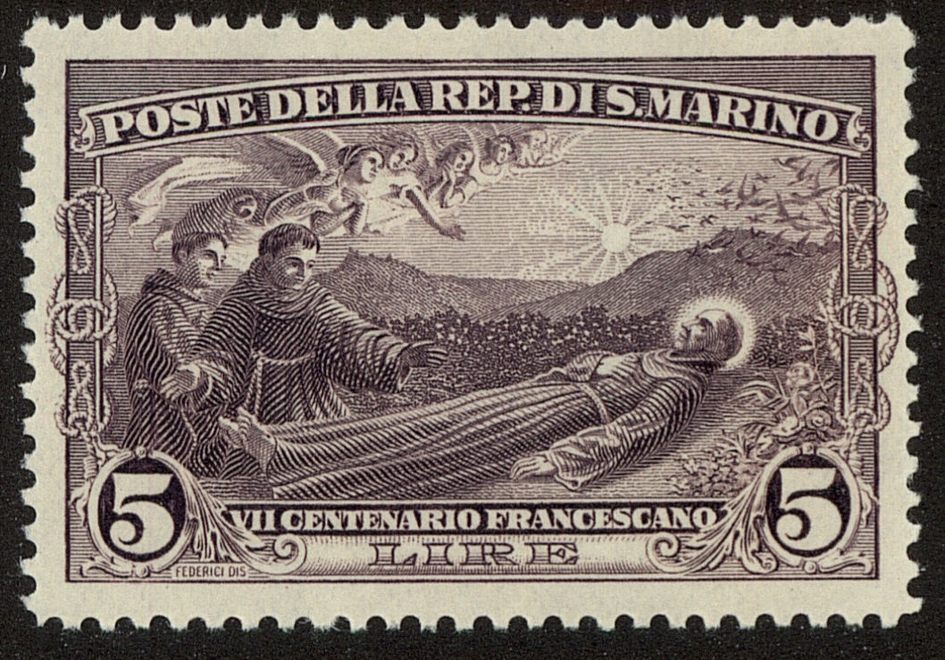 Front view of San Marino 114 collectors stamp