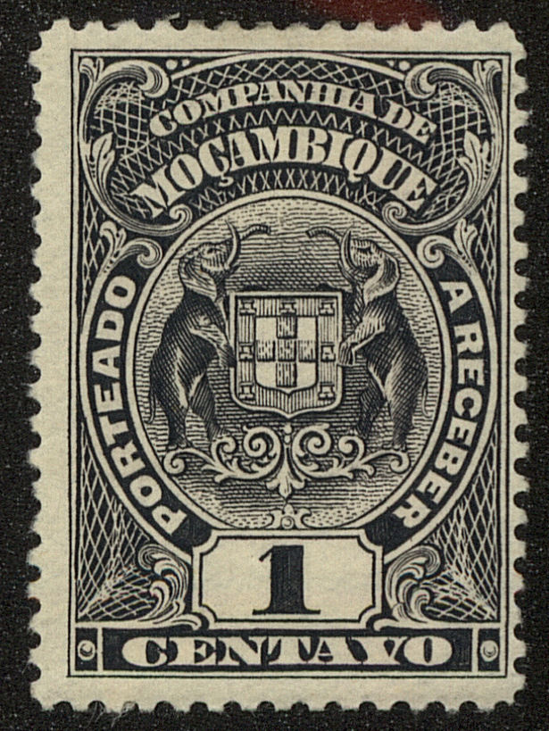 Front view of Mozambique Company J32 collectors stamp