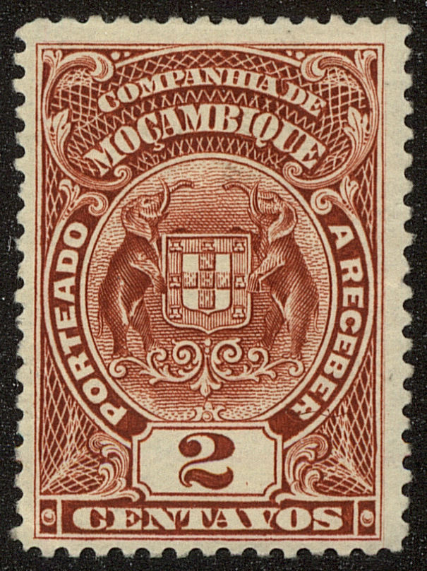 Front view of Mozambique Company J33 collectors stamp