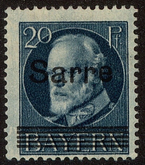 Front view of Saar 26 collectors stamp