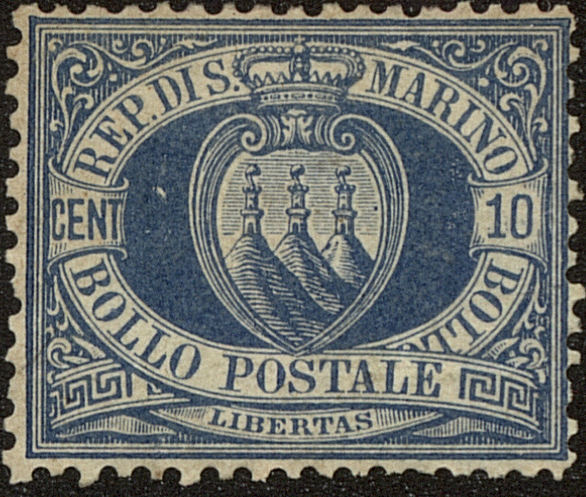 Front view of San Marino 7a collectors stamp