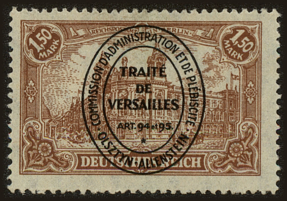 Front view of Allenstein 26 collectors stamp