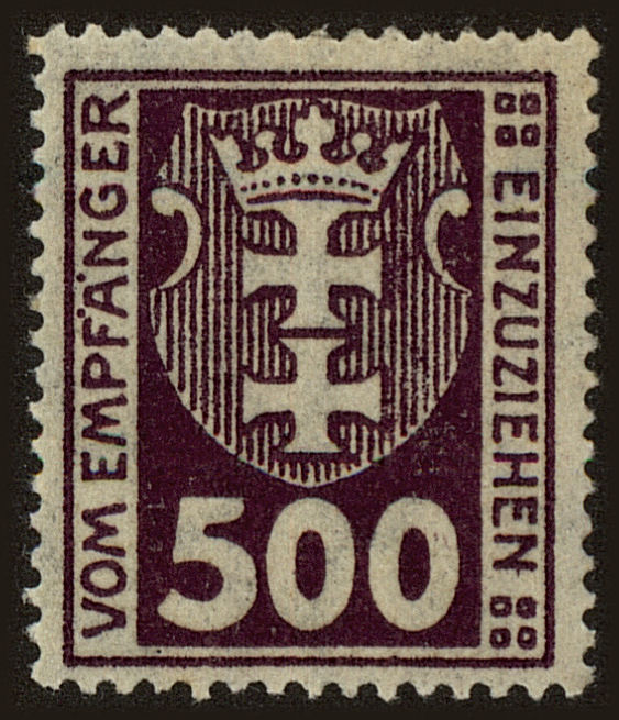 Front view of Danzig J19a collectors stamp
