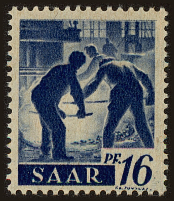 Front view of Saar 161 collectors stamp