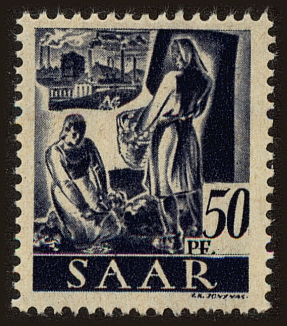 Front view of Saar 167 collectors stamp