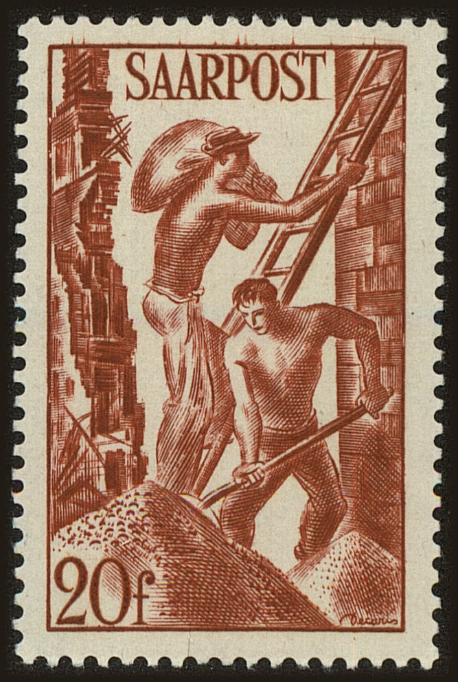 Front view of Saar 199 collectors stamp