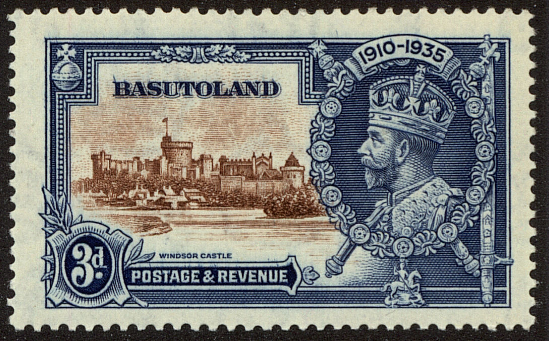 Front view of Basutoland 13 collectors stamp