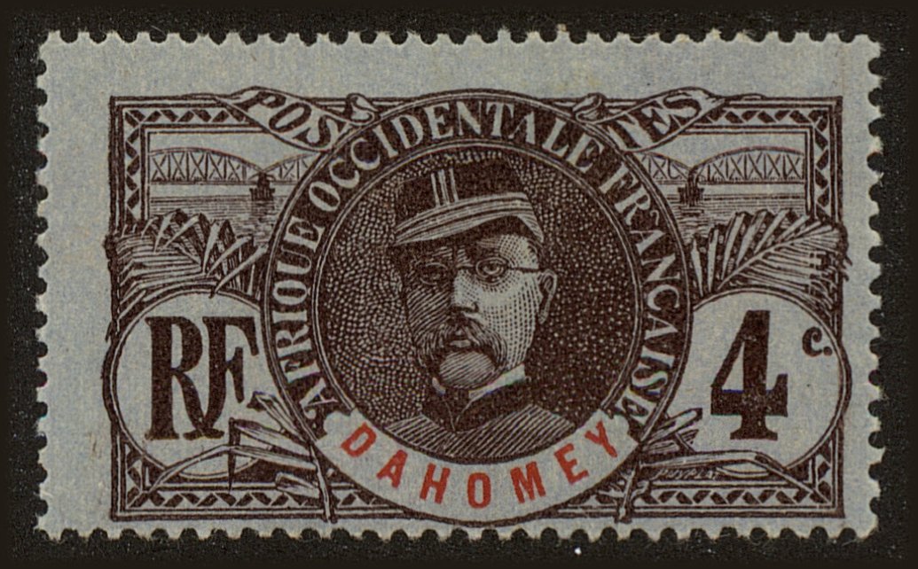 Front view of Dahomey 20 collectors stamp
