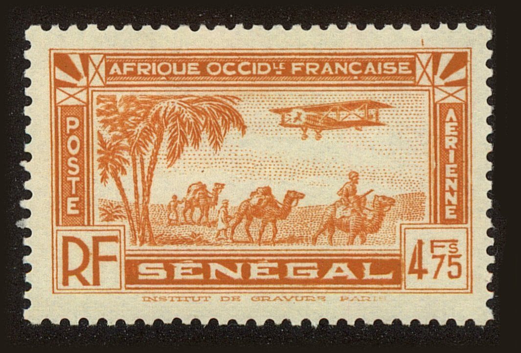 Front view of Senegal C8 collectors stamp