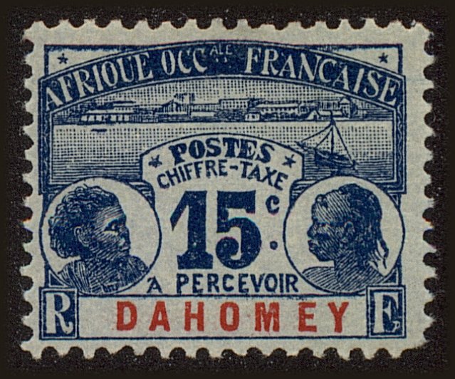 Front view of Dahomey J3 collectors stamp