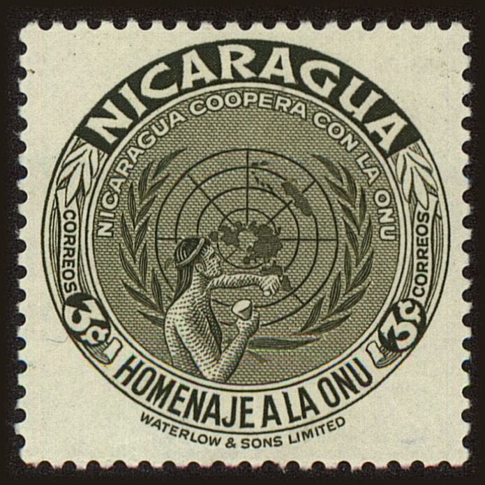 Front view of Nicaragua 750 collectors stamp
