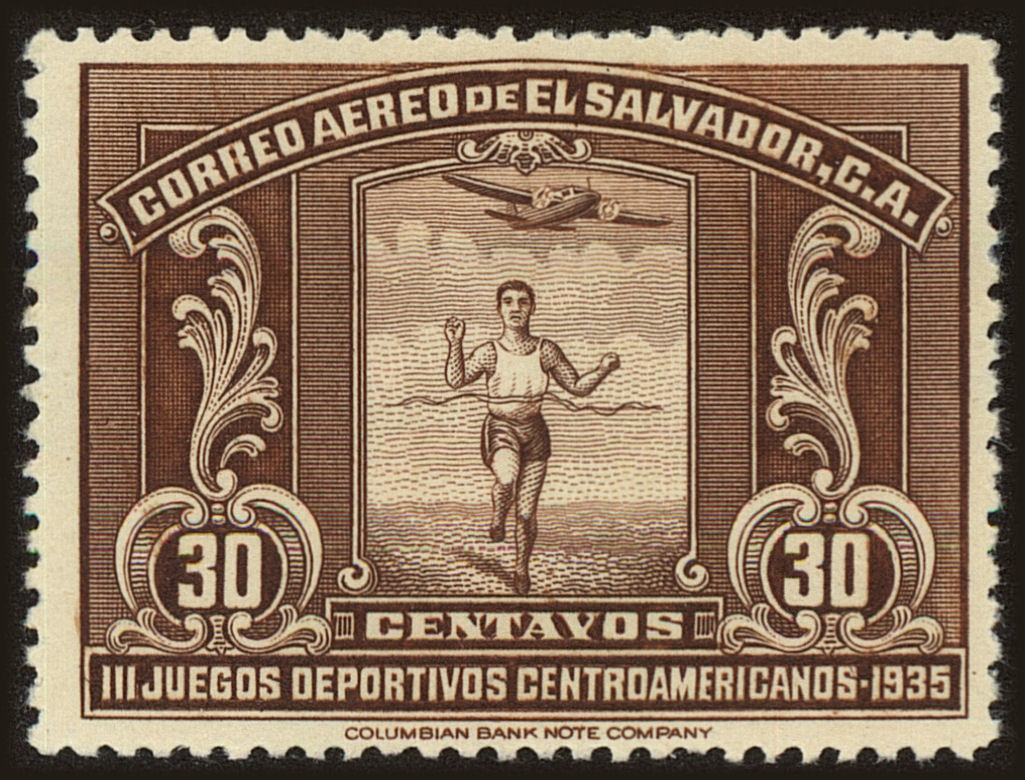 Front view of Salvador, El C38 collectors stamp