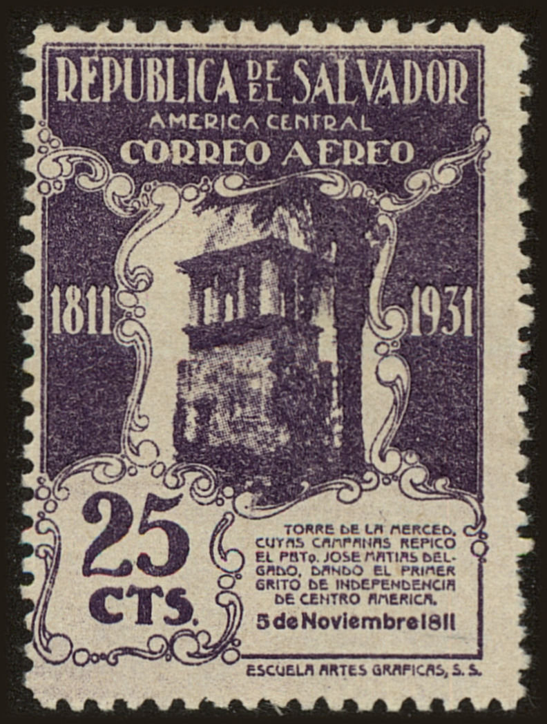 Front view of Salvador, El C22 collectors stamp