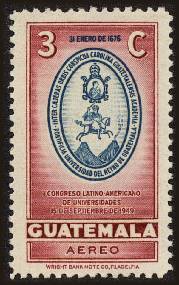 Front view of Guatemala C163 collectors stamp