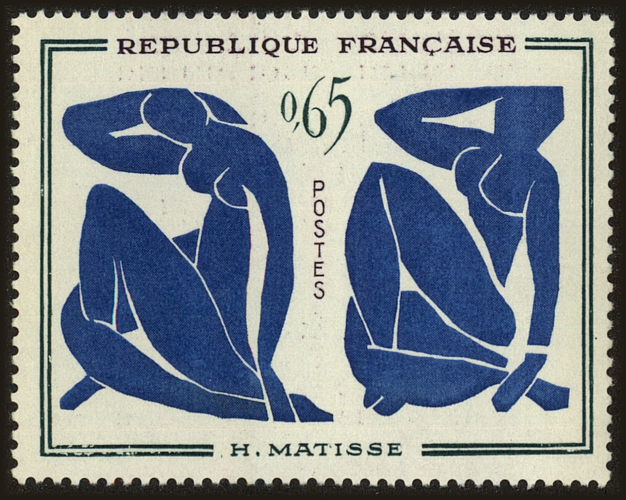 Front view of France 1015 collectors stamp