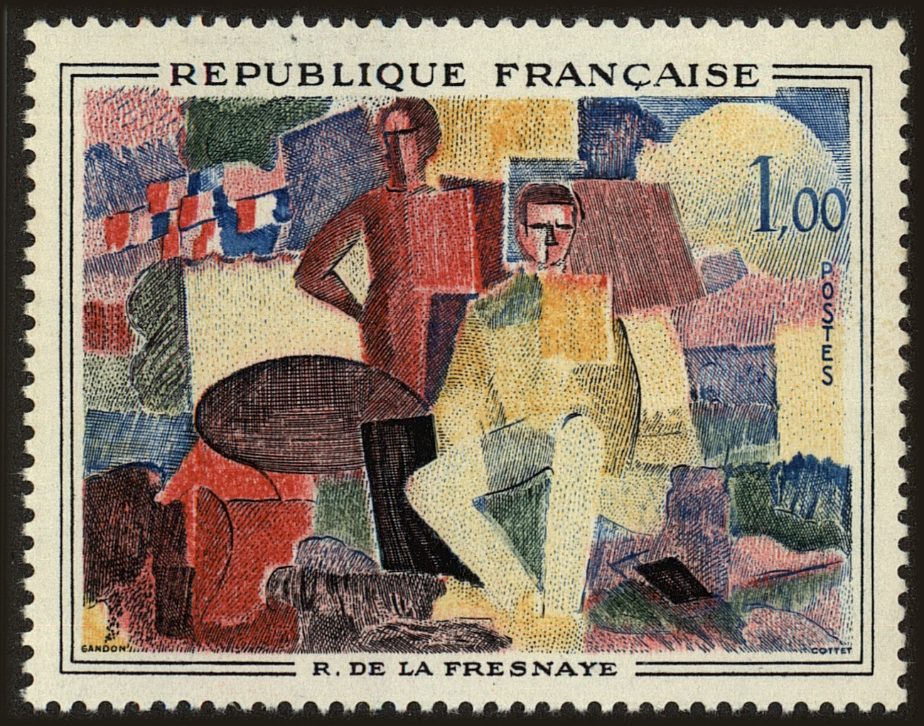 Front view of France 1017 collectors stamp