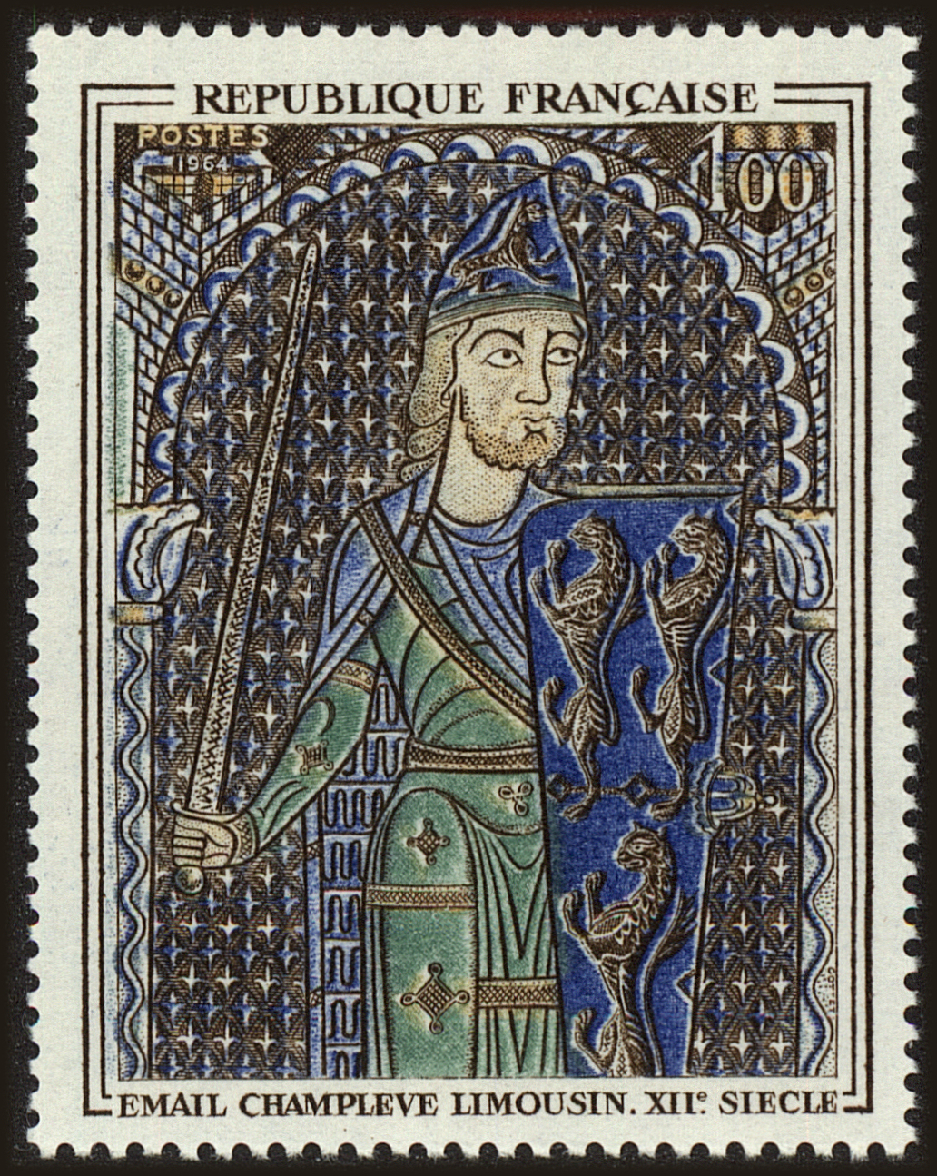 Front view of France 1106 collectors stamp