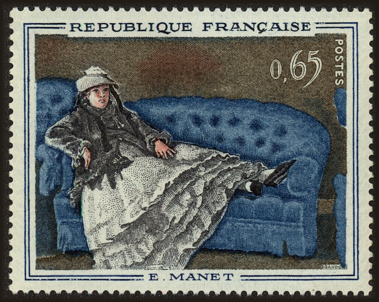 Front view of France 1050 collectors stamp