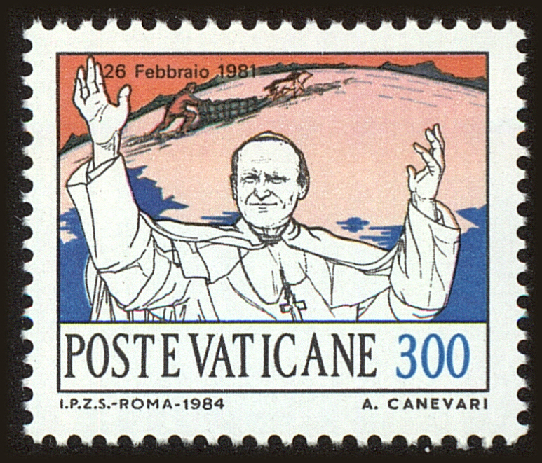 Front view of Vatican City 740 collectors stamp