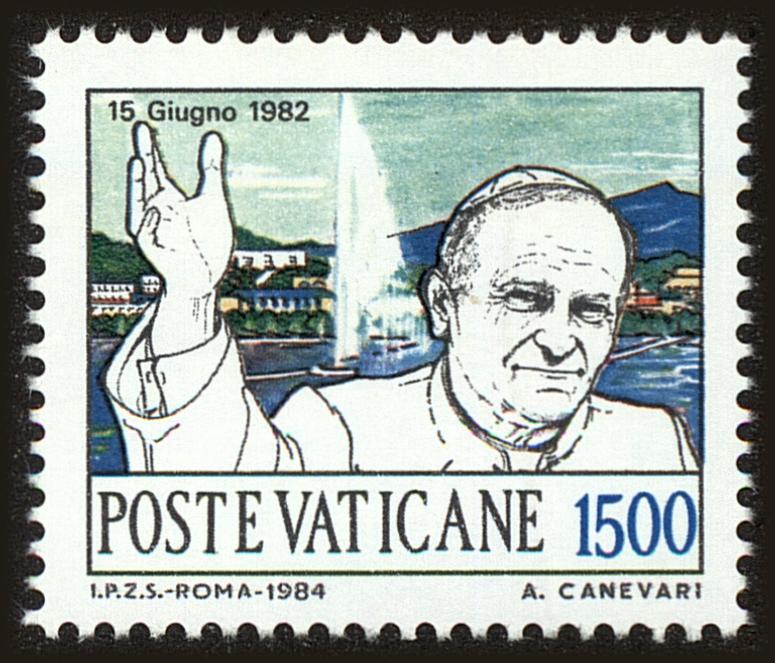 Front view of Vatican City 746 collectors stamp