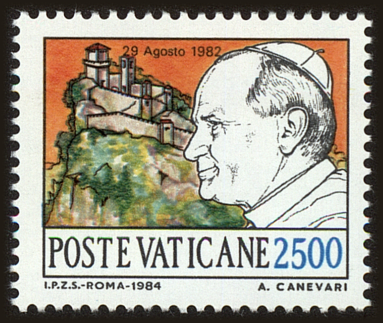 Front view of Vatican City 747 collectors stamp