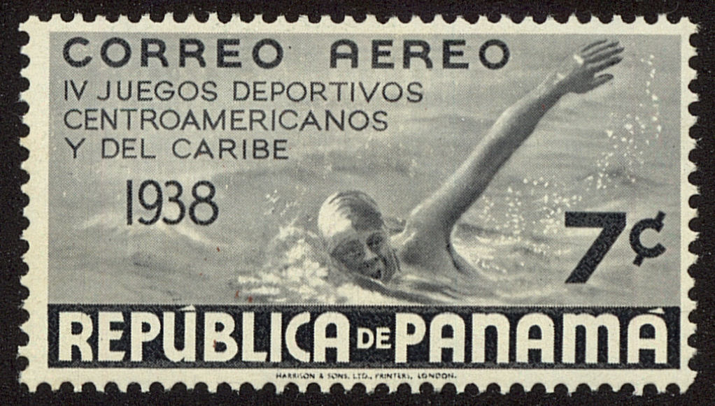 Front view of Panama C45 collectors stamp