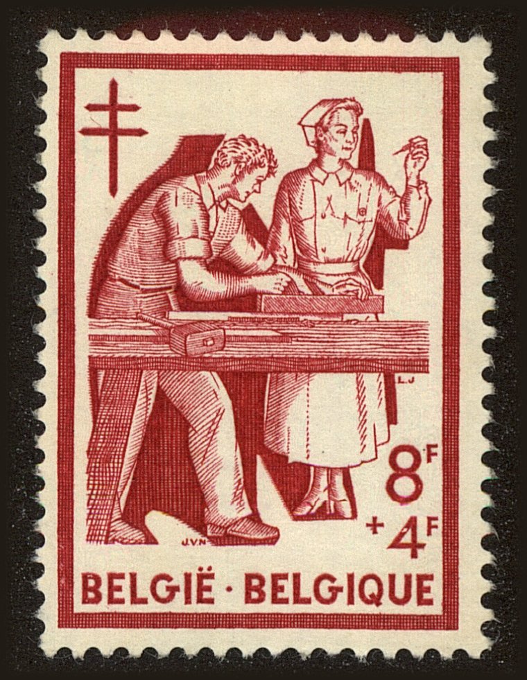 Front view of Belgium B598 collectors stamp