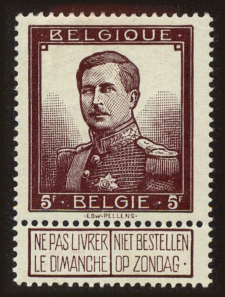 Front view of Belgium 102 collectors stamp
