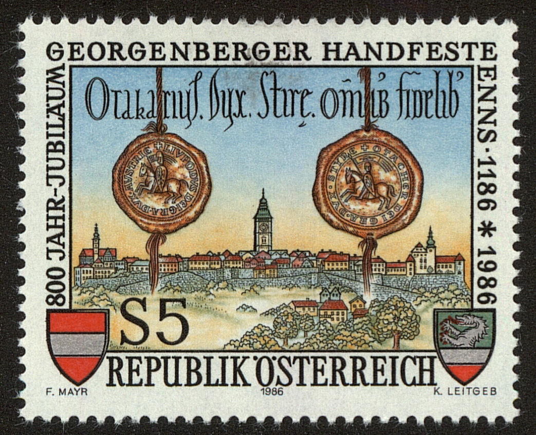 Front view of Austria 1357 collectors stamp