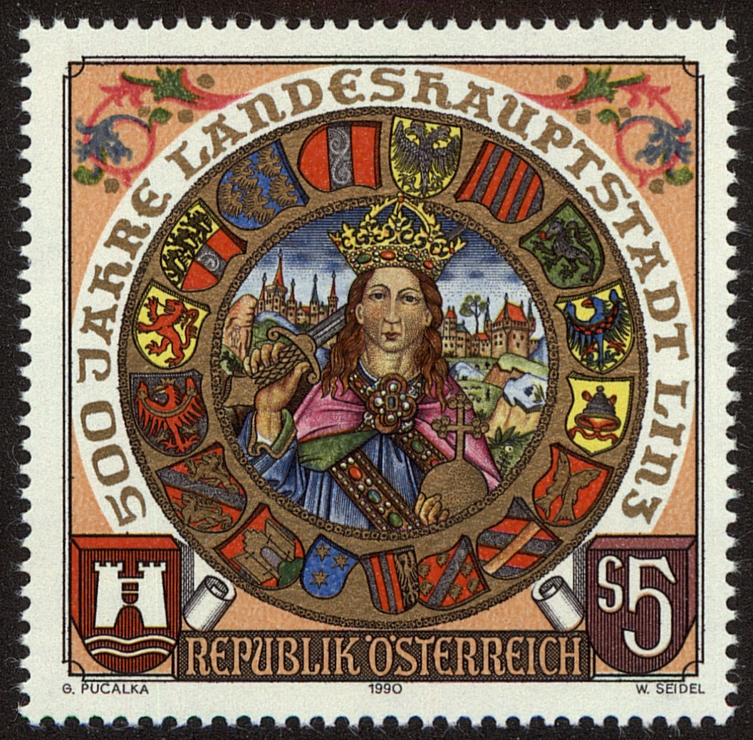 Front view of Austria 1490 collectors stamp