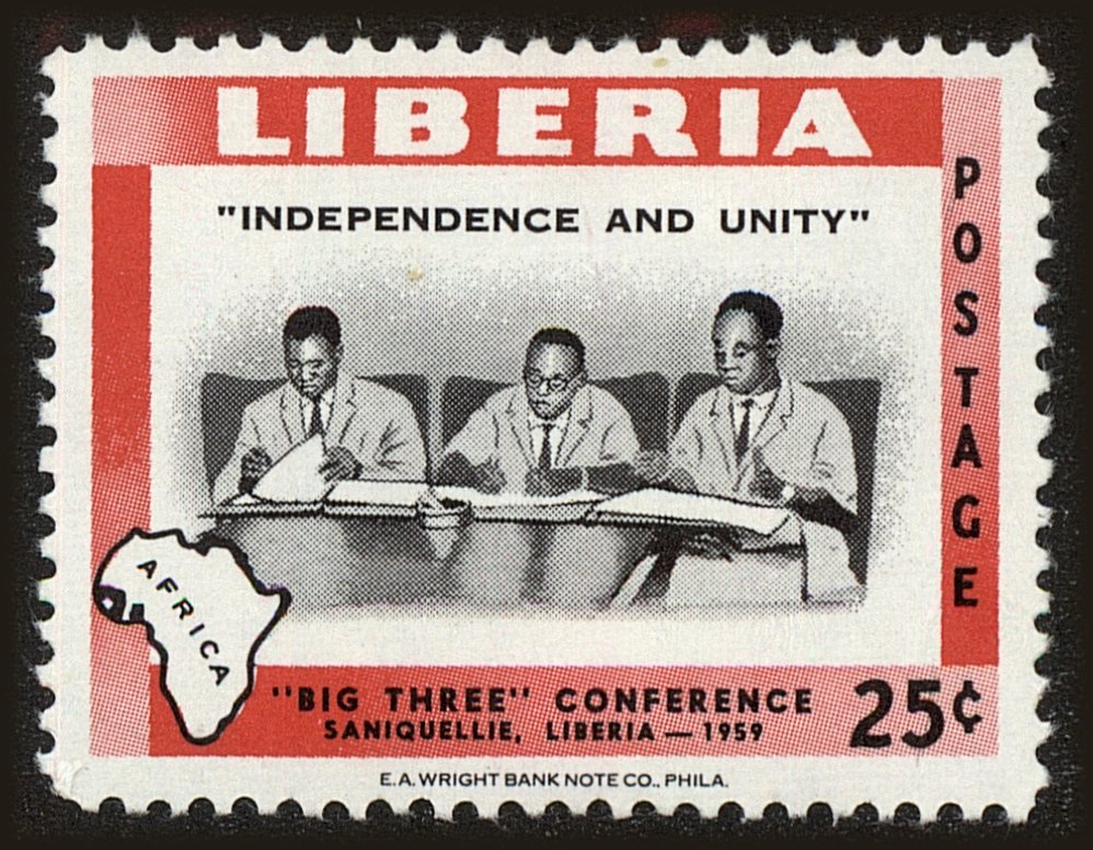 Front view of Liberia 387 collectors stamp
