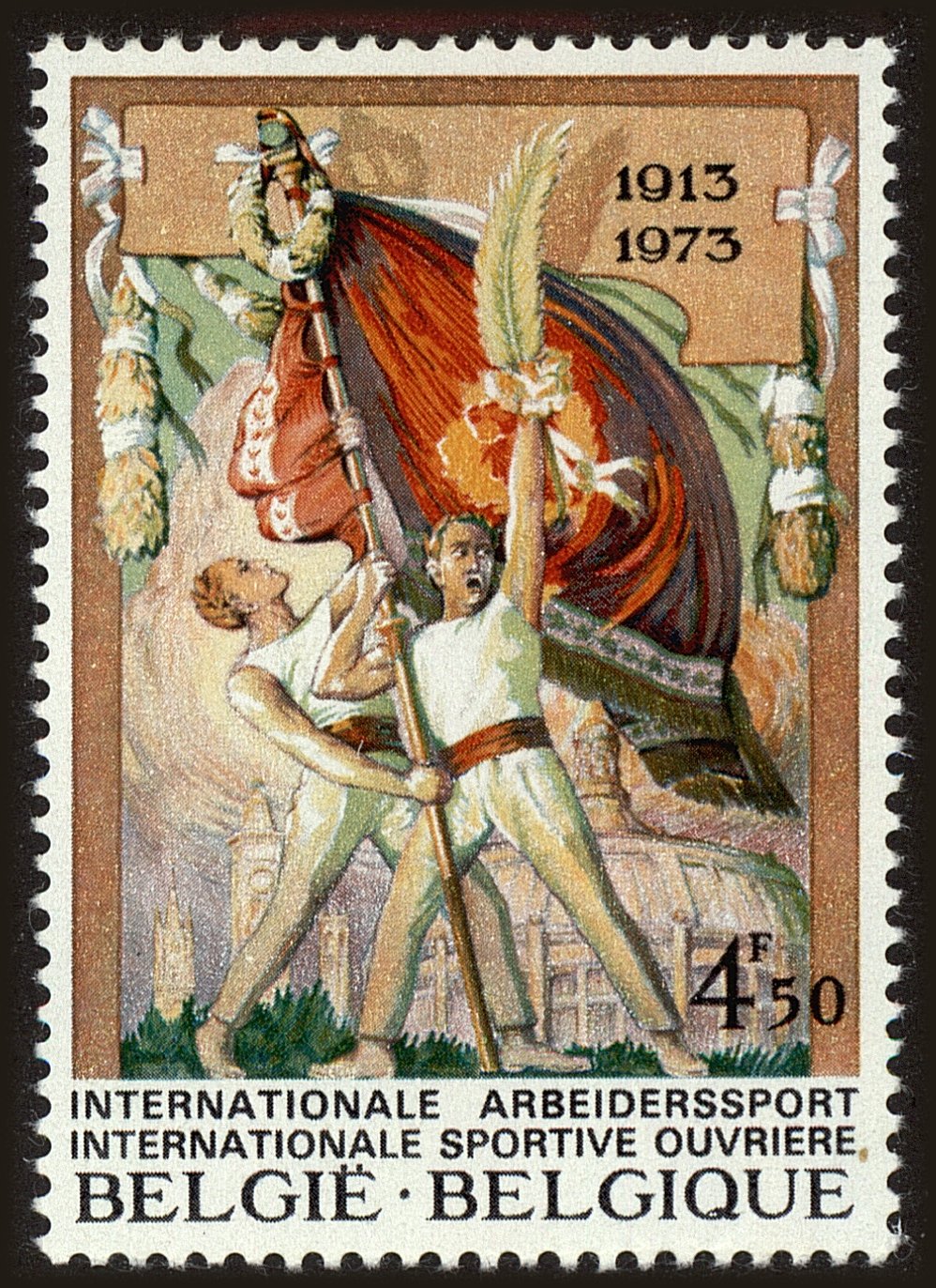 Front view of Belgium 843 collectors stamp