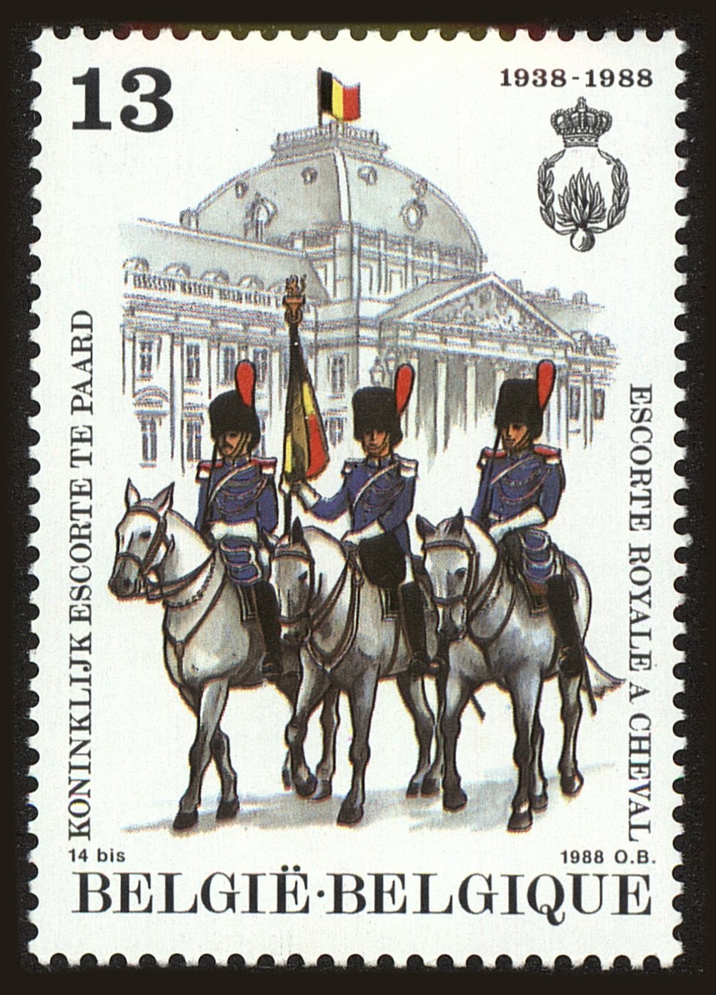 Front view of Belgium 1304 collectors stamp