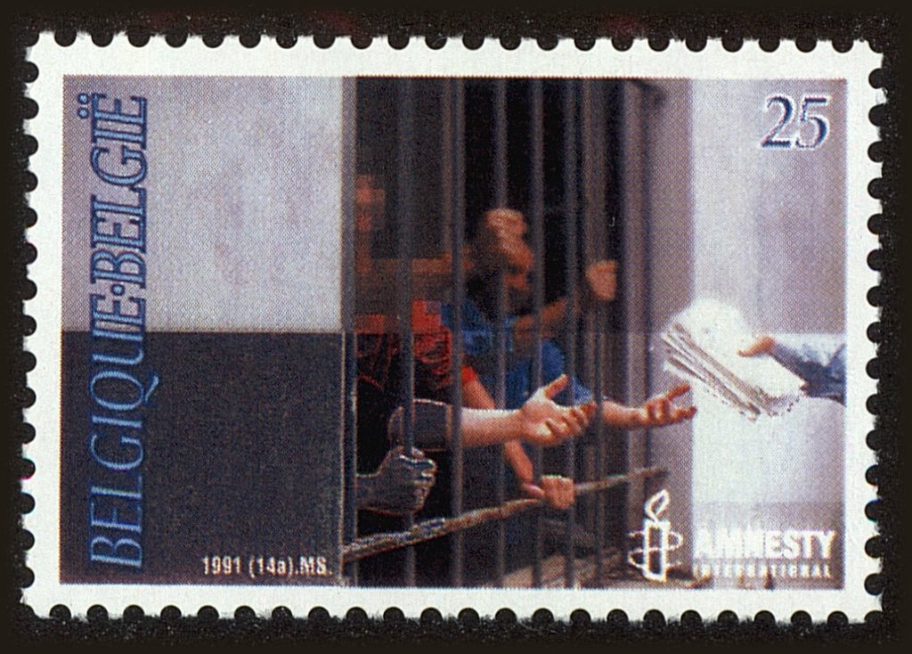 Front view of Belgium 1416 collectors stamp