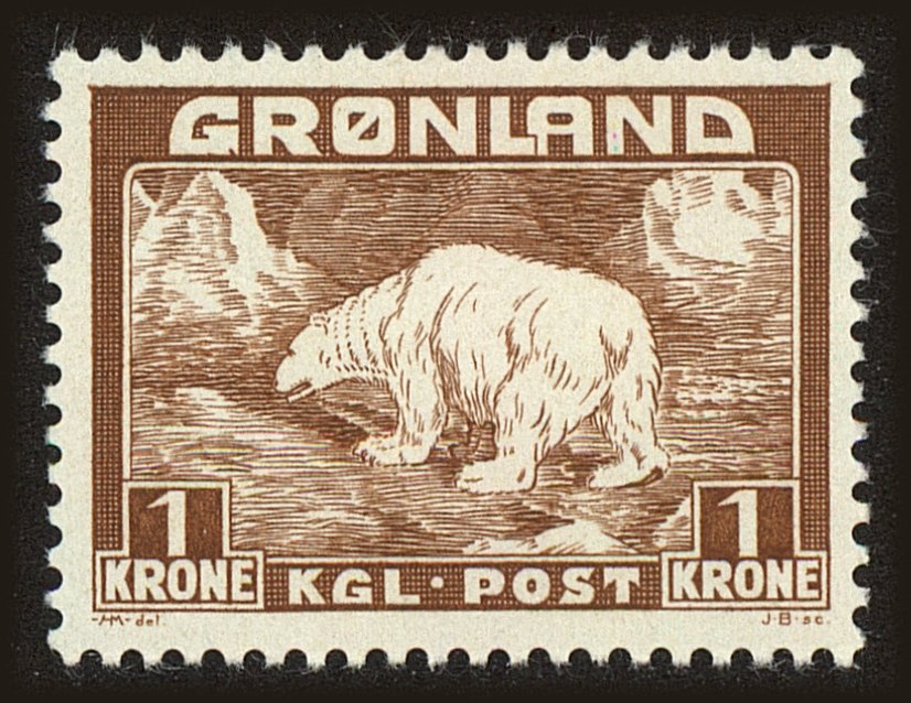 Front view of Greenland 9 collectors stamp