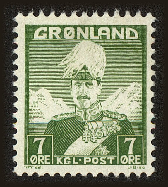 Front view of Greenland 3 collectors stamp