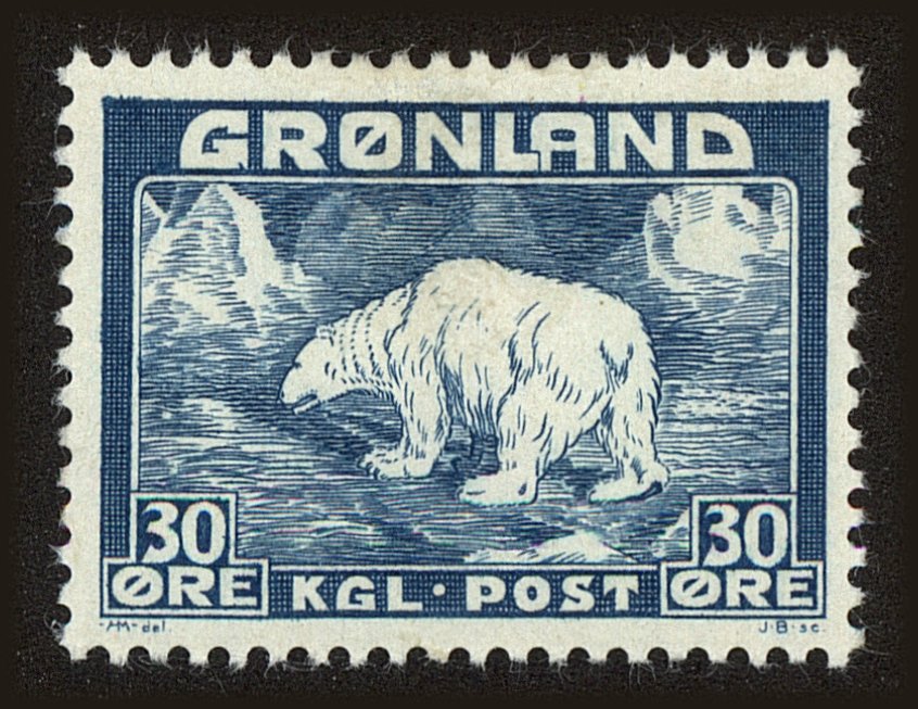 Front view of Greenland 7 collectors stamp