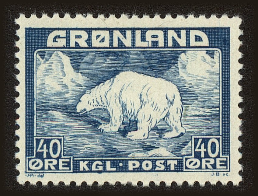 Front view of Greenland 8 collectors stamp