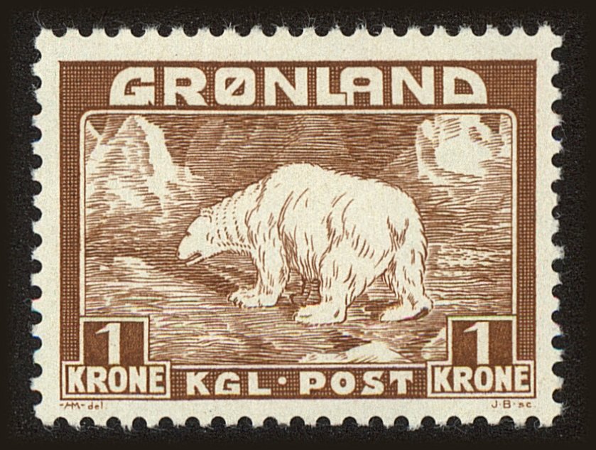 Front view of Greenland 9 collectors stamp