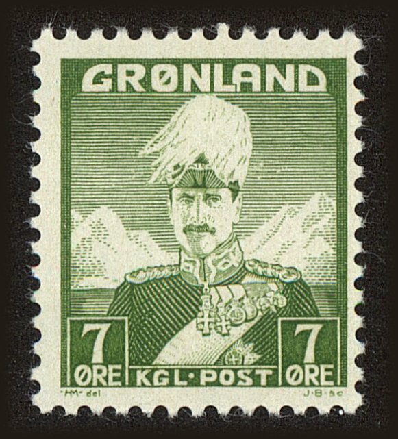 Front view of Greenland 3 collectors stamp