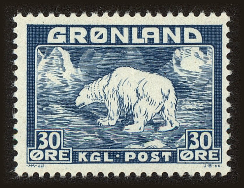 Front view of Greenland 7 collectors stamp