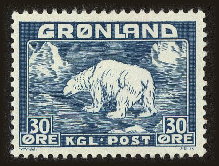 Front view of Greenland 7 collectors stamp