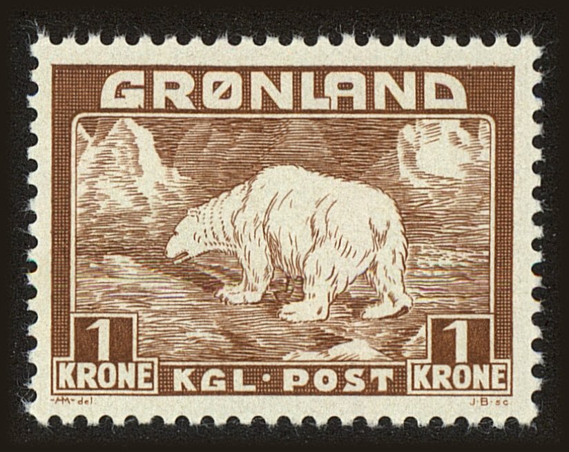Front view of Greenland 9 collectors stamp