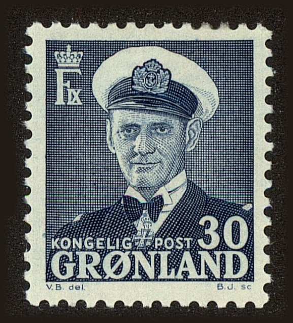 Front view of Greenland 33 collectors stamp