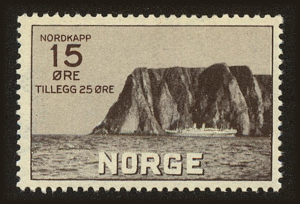 Front view of Norway B1 collectors stamp