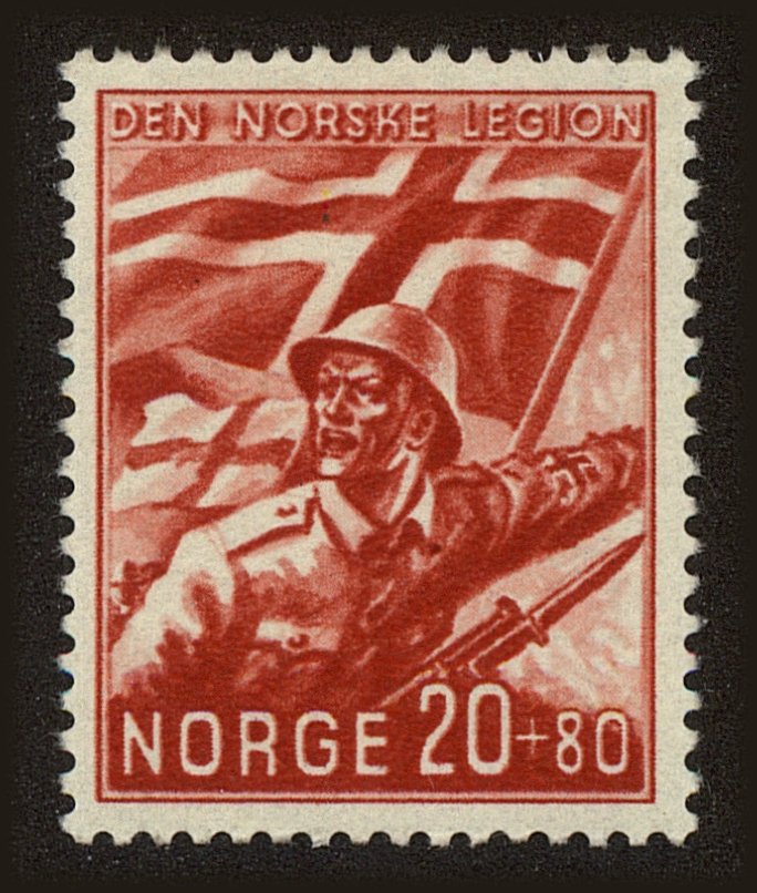 Front view of Norway B24 collectors stamp