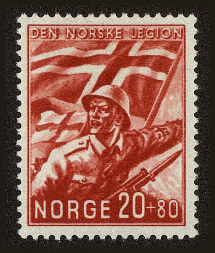 Front view of Norway B24 collectors stamp