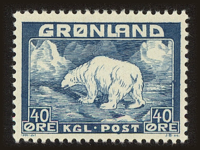 Front view of Greenland 8 collectors stamp