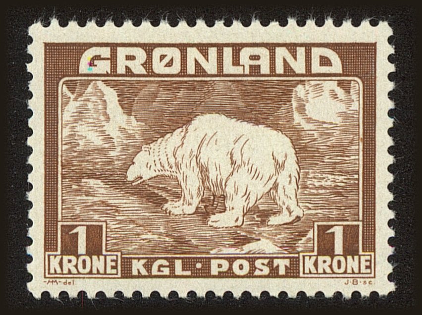 Front view of Greenland 9 collectors stamp