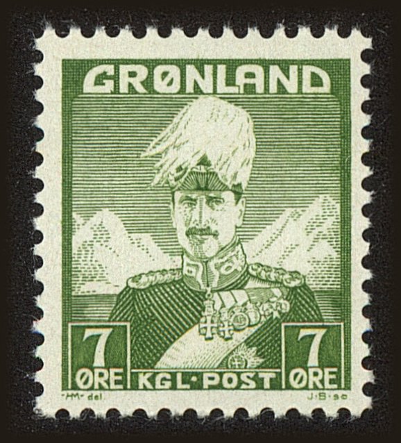 Front view of Greenland 3 collectors stamp